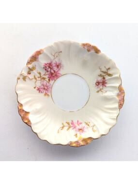 Vintage Limoges France Porcelain Ceramic Romantic Floral Tea Saucer Plate